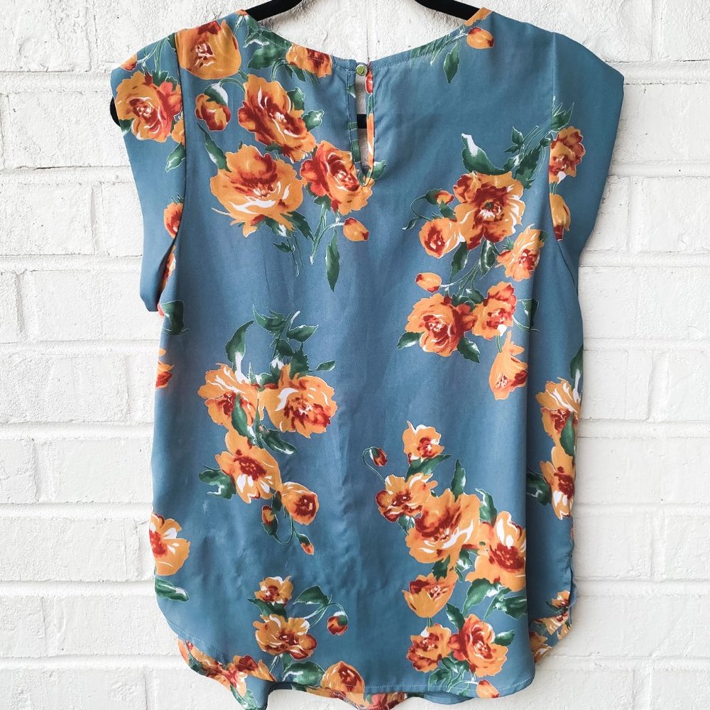 Alice Blue | Teal Floral Blouse - Picture 3 of 4